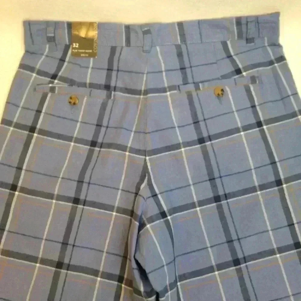Covington Multi-Color Blue Plaid Flat Shorts  32 - Picture 5 of 7